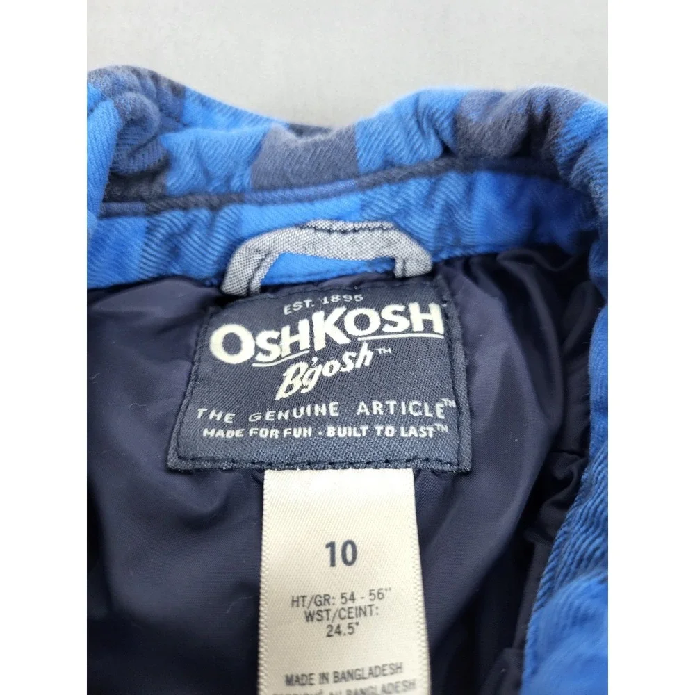 Oshkosh Bgosh Flannel lined Shirt Kids 10‎ Blue Check Plaid Outdoor Lightweight